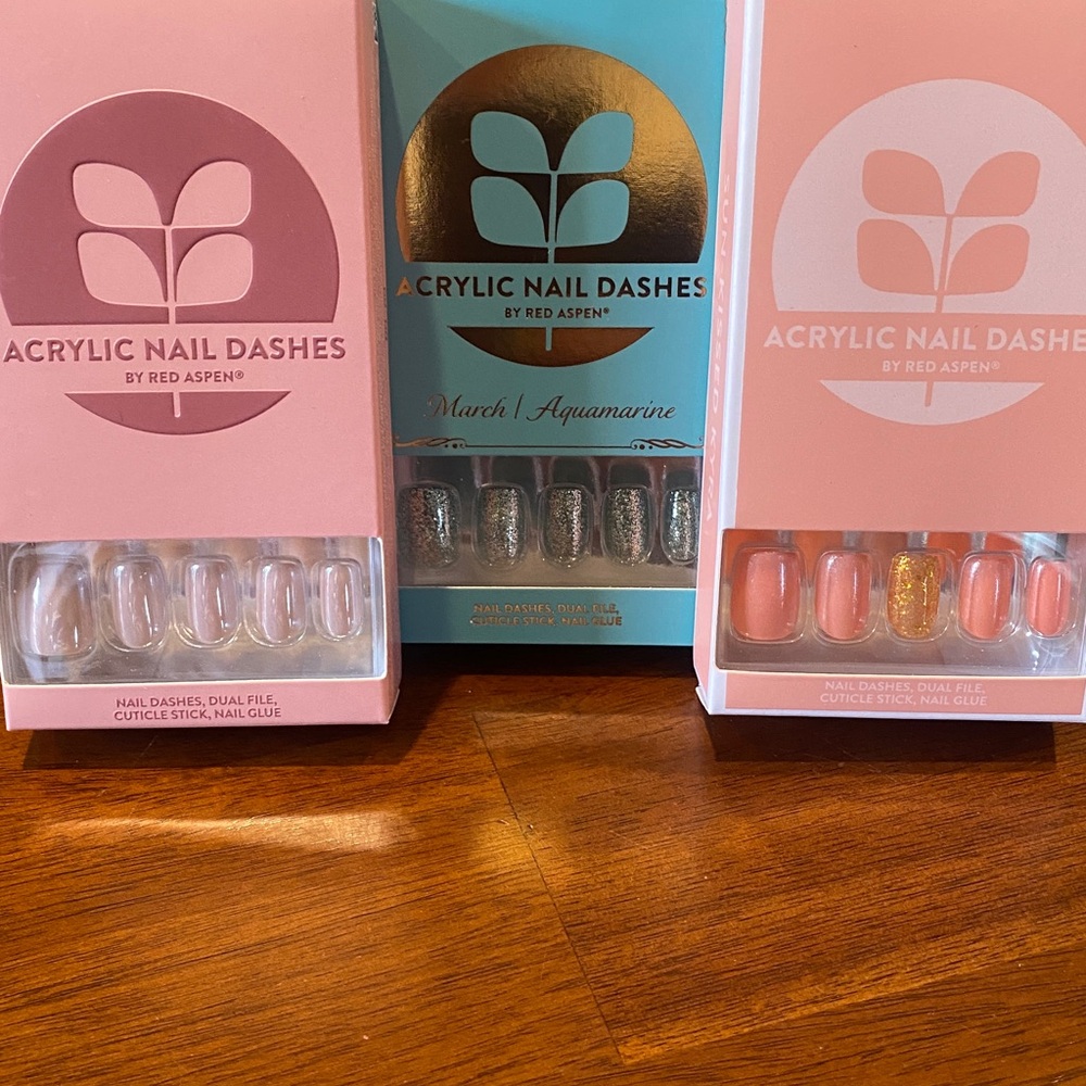 Acrylic Nail Dashes, 3 sets. Brand new in boxes.
